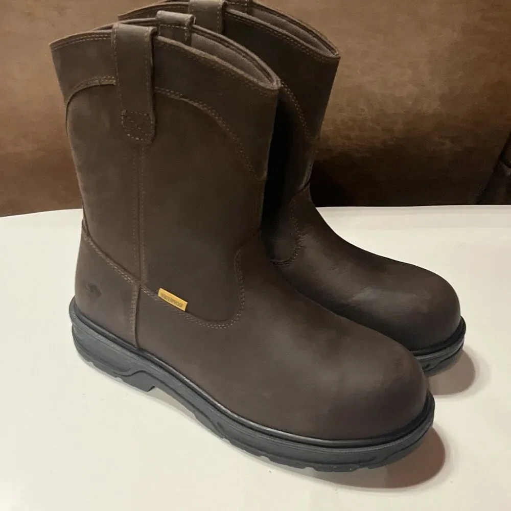 Herman Survivors Men's Brown Waterproof Leather Pull-On Work Boots Size 12 NEW